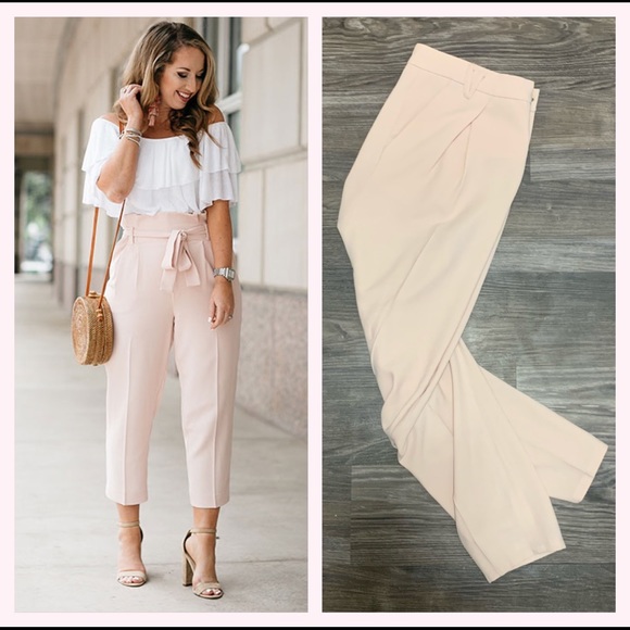 Nine West Pants - GET THE LOOK! Nine West nude paperbag pants